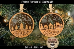 Laser Ready Believe Ornament SVGs | Cut and Engrave Product Image 1
