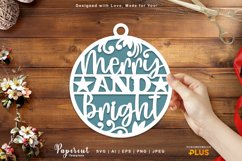 Merry and Bright Christmas Ornament Papercut Product Image 1