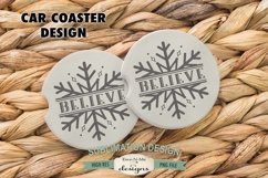 Believe Snowflake Sublimation Car Coaster Round Design Product Image 1