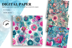 Flower Pattern Background Wallpaper Digital Paper_100 Product Image 1