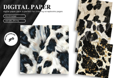 Cowhide Leather Animal Skin Background Fur Digital Paper Product Image 1
