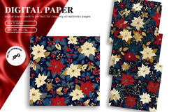 Christmas Flower Pattern Background Wallpaper Digital Paper Product Image 1