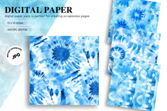 Blue Tie dye Texture Background Wallpaper Digital Paper Product Image 1