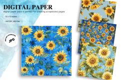 Sunflower Background Wallpaper Digital Paper Wall Art_16 Product Image 1
