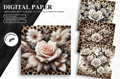 Flower Leopard Heart Background Wallpaper Valentine Wallart Product Image 1