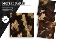 Cowhide Leather Animal Skin Background Fur Digital Paper Product Image 1