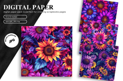Sunflower Background Wallpaper Digital Paper Wall Art_31 Product Image 1