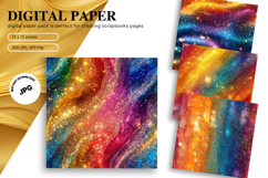 rainbow glitter Background Wallpaper Sparkles Digital Paper Product Image 1