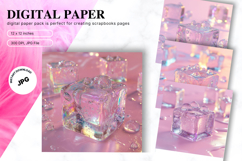 Pink ice Cubes Texture Background Christmas Winter Frozen Product Image 1
