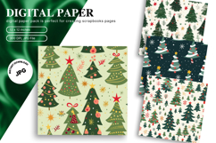 Christmas Tree Pattern Digital Paper Background Seamless Product Image 1