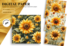 Sunflower Background Wallpaper Digital Paper Wall Art_62 Product Image 1