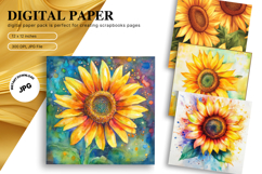 Sunflower Background Wallpaper Digital Paper Wall Art_68 Product Image 1