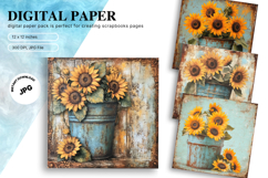 Sunflower Background Wallpaper Digital Paper Wall Art_46 Product Image 1