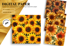 Sunflower Background Wallpaper Digital Paper Wall Art_63 Product Image 1
