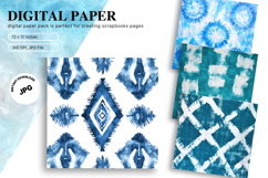 Blue Tie dye Texture Background Wallpaper Digital Paper Product Image 1