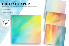 Rainbow Watercolor Background Abstract Digital Paper Product Image 1