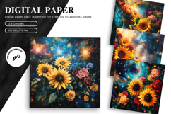 Sunflower Background Wallpaper Digital Paper Wall Art_23 Product Image 1