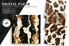 Cowhide Leather Animal Skin Background Fur Digital Paper Product Image 1