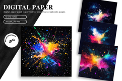 Rainbow Watercolor Alcohol Ink Background Digital Paper Product Image 1