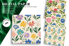 Flower Pattern Background Wallpaper Digital Paper_22 Product Image 1