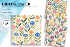 Flower Pattern Background Wallpaper Digital Paper_19 Product Image 1
