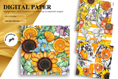 Sunflower Background Wallpaper Digital Paper Wall Art_17 Product Image 1