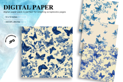 Butterfly Pattern Background Digital Paper Wallpaper_4 Product Image 1