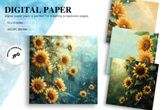 Sunflower Background Wallpaper Digital Paper Wall Art_59 Product Image 1