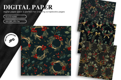 Christmas Flower Pattern Background Wallpaper Digital Paper Product Image 1