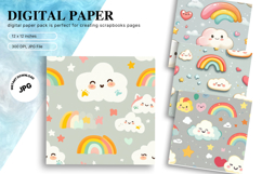 Rainbow Sky Cloud Background Nursery Decor Wallpaper_8 Product Image 1