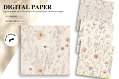 Flower Pattern Background Wallpaper Digital Paper_17 Product Image 1