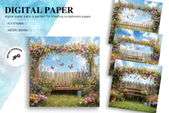 Beautiful Flower Background Digital Paper Wallpaper Backdrop Product Image 1