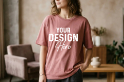 Bella Canvas T-Shirt Mockup Neutral Lifestyle Background Product Image 1