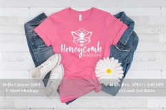 Charity Pink Bella Canvas 3001 Mockup | Flat Lay Mockup Product Image 1