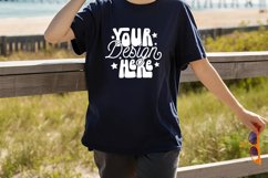 Bella Canvas 3001 Navy, Model Navy Tshirt Mockup, Ovesized Product Image 1