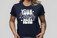Bella Canvas 3001 Navy, Navy T-shirt Model Mockup, Womens Product Image 1