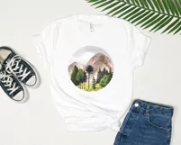 Watercolor mountain landscape clipart. Sublimation PNG fores Product Image 9