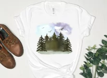 Watercolor landscape clipart. Forest Sublimation PNG Product Image 6