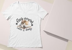 Easily Distracted By Cats And Books Png White Cat Quote Product Image 2