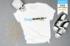 White Bella canvas mockup Halloween | Shirt mockup halloween Product Image 1