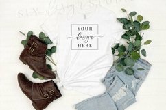 Plain white Bella Canvas 3001 tshirt Mockup rustic farmhouse Product Image 1