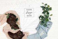 Plain white Bella Canvas 3001 tshirt Mockup rustic farmhouse Product Image 1