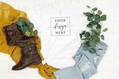 Plain white Bella Canvas 3001 tshirt Mockup rustic farmhouse Product Image 1