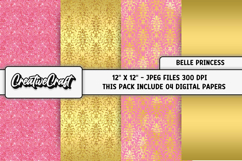 Princess Belle Digital Papers, scrapbook backgrounds designs Product Image 1