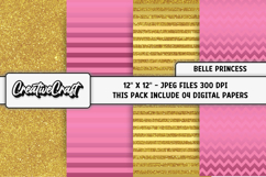 Princess Belle Digital Papers, scrapbook backgrounds designs Product Image 1