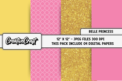 Princess Belle Digital Papers, scrapbook backgrounds designs Product Image 1