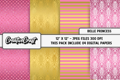 Princess Belle Digital Papers, scrapbook backgrounds designs Product Image 1