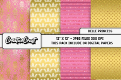 Princess Belle Digital Papers, scrapbook backgrounds designs Product Image 1