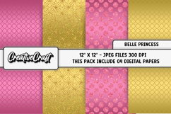 Princess Belle Digital Papers, scrapbook backgrounds designs Product Image 1