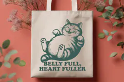 Belly Full Heart Fuller Chubby Cat SVG PNG | Foodie Cat Art Product Image 2